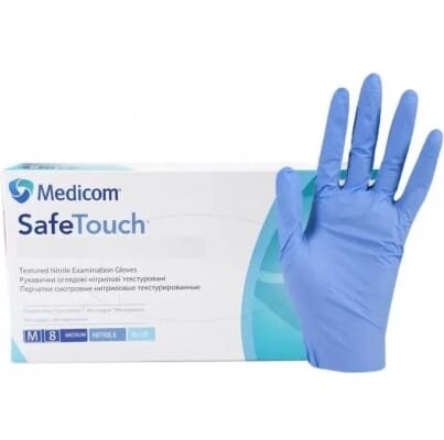 Рукавички оглядові Medicom Safe-Touch нітрилові без пудри нестерильні, розмір М, пара