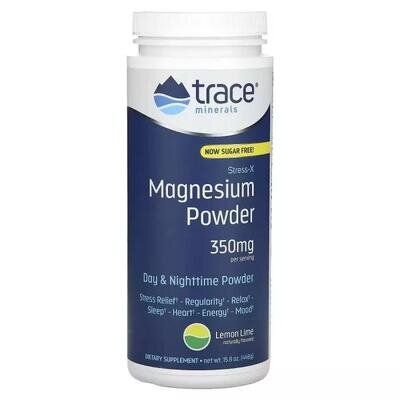 Магній Trace Minerals Stress-X Magnesium Powder 350 мг зі смаком лимон-лайм, 448 г