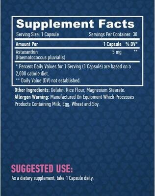 Астаксантин Haya Labs Astaxanthin 5 мг, 30 капсул