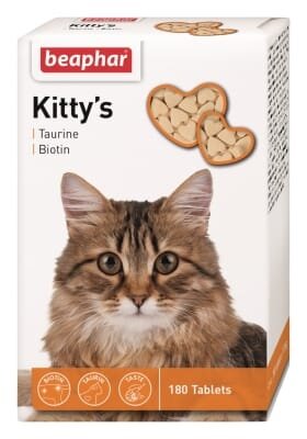 Ласощі для кішок Beaphar Kitty's + Taurine + Biotine з таурином та біотином, 180 таблеток