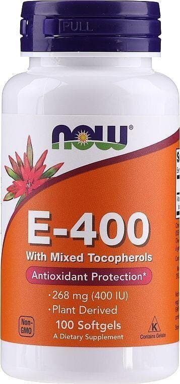 Вітамін E NOW Vitamin E-400 With Mixed Tocopherols м'які капсули №100