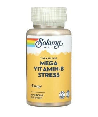Комплекс вітамінів групи В Solaray Mega Vitamin-B Stress, 60 вегетаріанських капсул