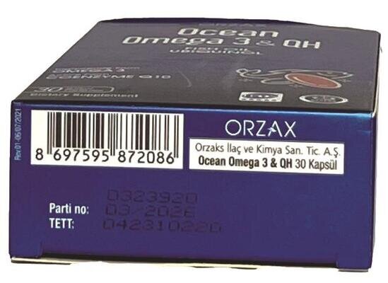 Омега-3 + QH риб’яче масло з коензимом Q10 Orzax Ocean Omega-3 & QH, 30 капсул