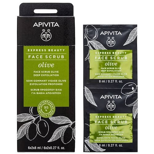 Скраб для обличчя Apivita Express Beauty Глибоке відлущування з оливою, 2 шт х 8 мл