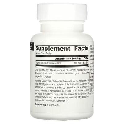 Вітамін В6 Source Naturals Vitamin B-6 100 мг, 100 таблеток