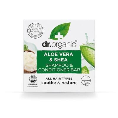 Шампунь-кондиціонер твердий Dr. Organic з алое вера та олією ши, 75 г
