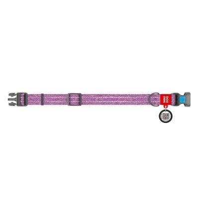 Нашийник для собак Collar WAUDOG Re-cotton QR паспортом, з відновленої бавовни, пластикова пряжка, ширина 20 мм, довжина 24-40 см