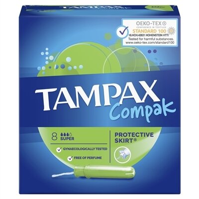 Тампони Tampax Compak Super з аплікатором, 3 краплі, 8 штук