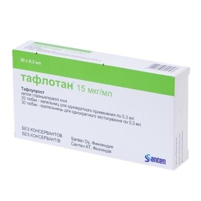 Тафлотан краплі оч. 15 мкг/мл по 0.3 мл №30 (10х3) у тюб.-крап.