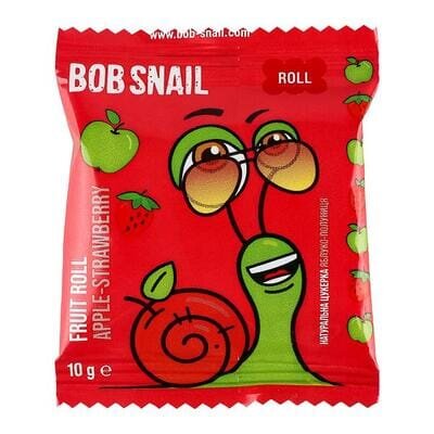 Цукерки Bob Snail Roll натуральні яблучно-полуничні, 10 г