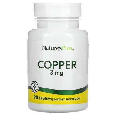 Мідь Nature's Plus Copper 3 мг, 90 таблеток