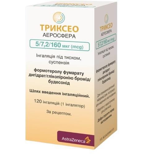 Триксео аеросфера інгаляція п/тиск. 5 мкг/7.2 мкг/160 мкг по 120 доз у конт.