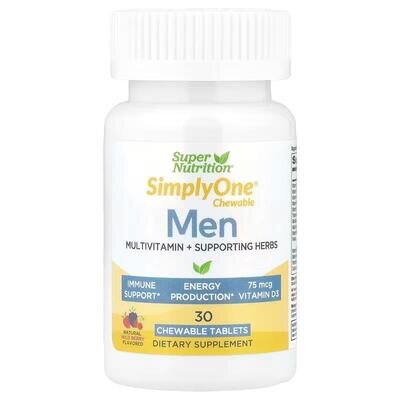 Мультивітаміни для чоловіків Super Nutrition Men's Multivitamin + Supporting Herbs SimplyOne смак ягід, 30 жувальних таблеток