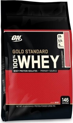 Протеїн Optimum Nutrition Gold Standard 100% Whey, смачна полуниця, 4,54 кг