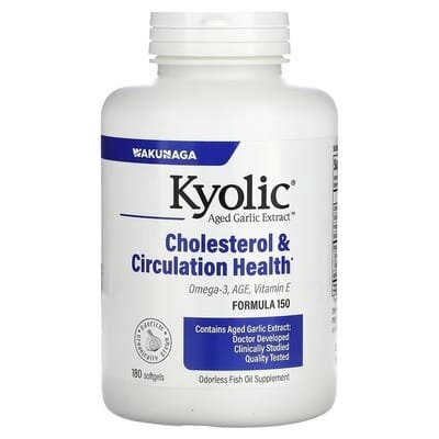 Екстракт витриманого часнику Kyolic Aged Garlic Extract Cholesterol & Circulation Health, 180 капсул