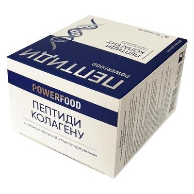 Пептиди колагену POWERFOOD зі смаком полуниці з підсолоджувачем порошок у пакетах по 12000 мг №15
