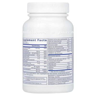 Мультивітаміни та мінерали з антиоксидантним комплексом CoQ10 та лютеїном Pure Encapsulations ONE Multivitamin, 60 капсул