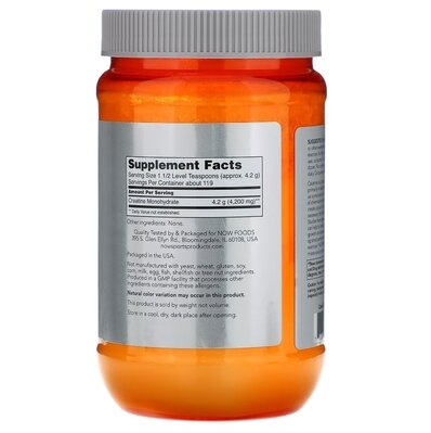 Креатин моногідрат NOW Micronized Creatine Monohydrate, 500 г