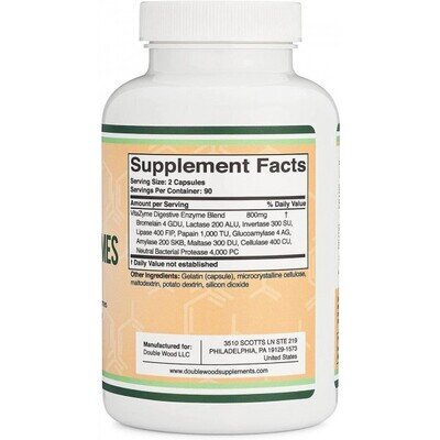 Травні ферменти Double Wood Essential Digestive Enzymes 800 mg, 180 капсул