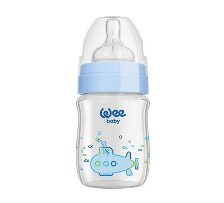 Пляшечка для годування Wee Baby Classic Plus скляна термостійка з широкою шийкою, силіконова соска №1, 120 мл