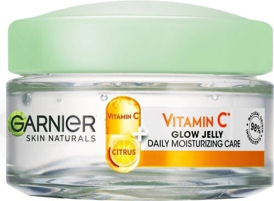 Гель для обличчя Garnier Skin Naturals зволожувальний з вітаміном С для тьмяної шкіри обличчя з ефектом сяяння та вирівнювання тону, 50 мл