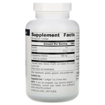 Фосфатидилхолін в лецитині Source Naturals Phosphatidyl Choline 420 мг, 180 капсул