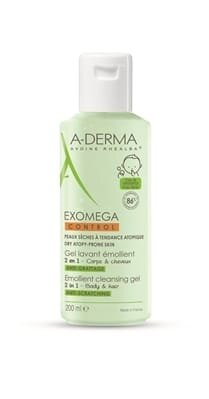 Гель для душу 2-в-1 A-Derma Exomega Control, пом'якшуючий, для тіла і волосся, 200 мл