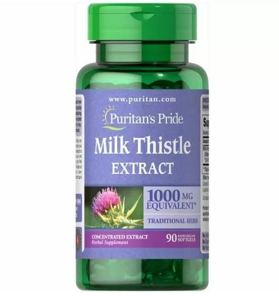 Розторопша Puritan's Pride Milk Thistle Extract 1000 мг, 90 гелевих капсул