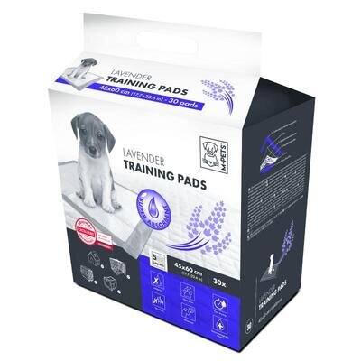 Пелюшки одноразові M-Pets Lavender Puppy Training Pads для привчання цуценят до туалету, з ароматом лаванди, 60х45 см, 30 штук
