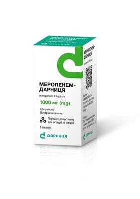 Меропенем-Дарниця порошок для р-ну д/ін. та інф. по 1000 мг №1 у флак.