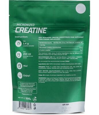 Креатин моногідрат Progress Nutrition Micronized Creatine без смаку, 300 г