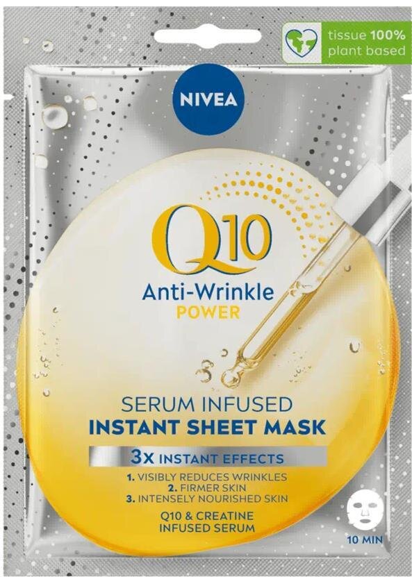 Маска тканинна для обличчя Nivea Q10 Power збагачена сироваткою (84921), 1 шт