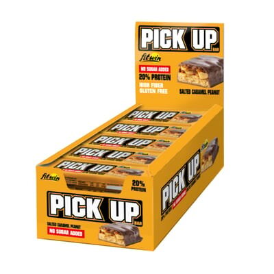 Батончик FitWin Pick Up Bar солона карамель-арахіс, 24 шт. по 45 г