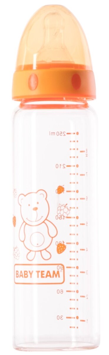 Пляшечка для годування Baby Team 1201 скляна з соскою, 250 мл