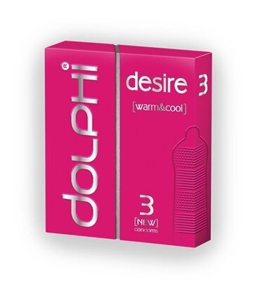 Презервативи Dolphi Lux Desire warm & cool подвійна дія для нього і для неї, 3 штуки