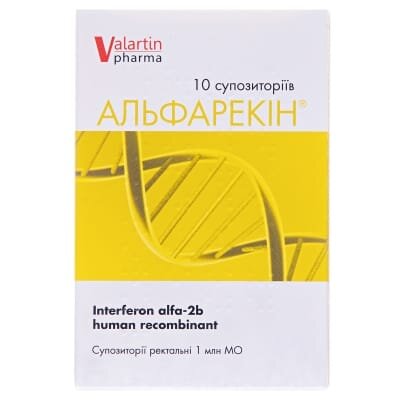 Альфарекін супозиторії рект. по 1 млн МО №10 (5х2) у стрип.