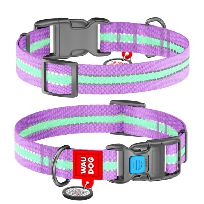 Нашийник Collar 45629 WAUDOG Nylon світлонакопичувальний, ширина 15 мм, довжина 23-35 см, фіолетовий
