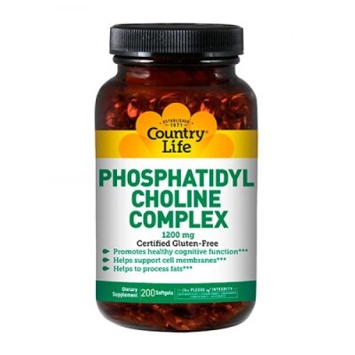 Соєвий лецитин Country Life Фосфатидилхолін комплекс (Phosphatidyl Choline Complex) 1200 мг, 200 капсул