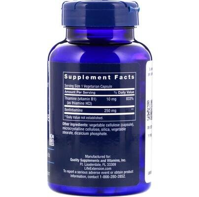 Бенфотіамін Мега Life Extension Mega Benfotiamine 250 мг, 120 капсул