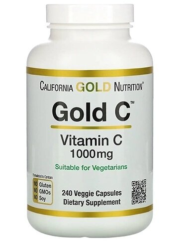 Вітамін C California Gold Nutrition Gold C 1000 мг, 240 капсул
