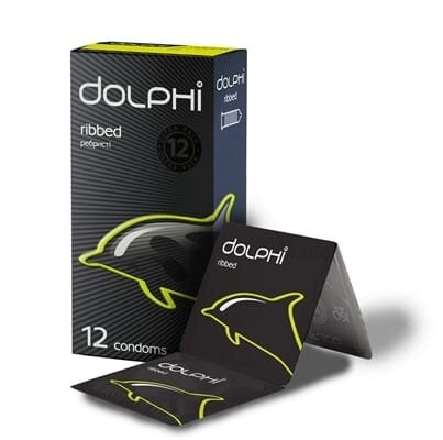 Презервативи Dolphi Ribbed з ребрами, 12 штук