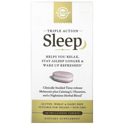 Потрійна дія для сну Solgar Triple Action Sleep таблетки №60