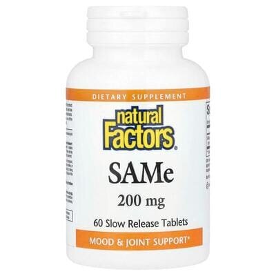 S-аденозилметіонін Natural Factors SAMe 200 мг, 60 таблеток повільного вивільнення