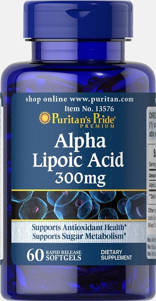 Альфа-ліпоєва кислота Puritan's Pride Alpha Lipoic Acid 300 мг, 60 гелевих капсул