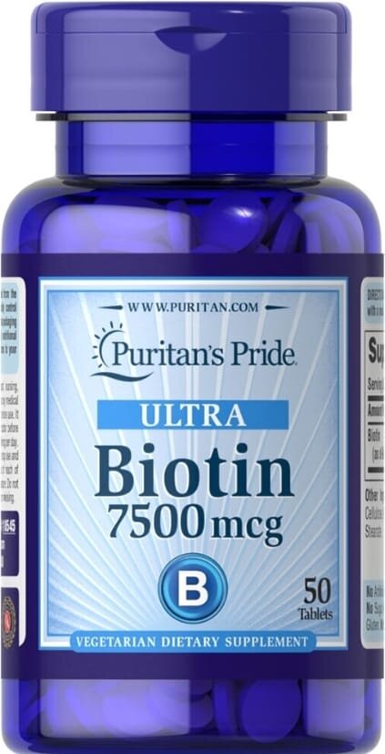 Біотин Ультра Puritan's Pride Biotin Ultra 7500 мкг, 100 таблеток