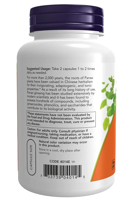 Женьшень NOW Panax Ginseng 500 мг вег. капсули №250