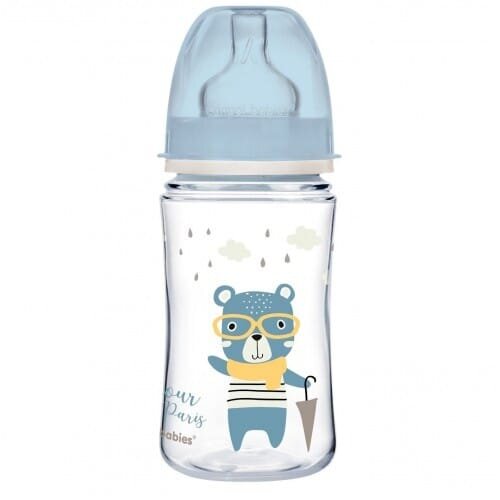 Пляшечка Canpol Babies Easystart Bonjour Paris 35/232_blu антиколікова з широким отвором, синя, 240 мл