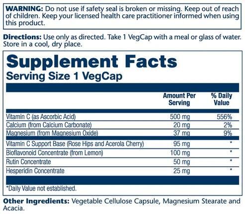 Вітамін С Solaray Buffered Vitamin C 500, 250 веганських капсул