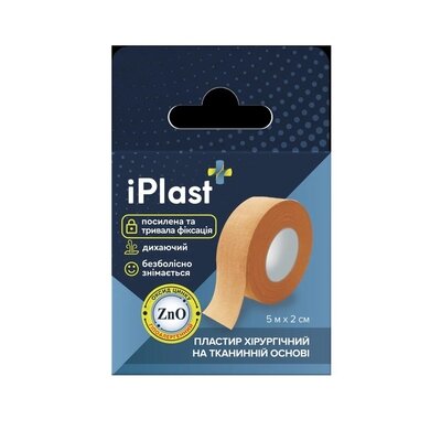 Пластир медичний iPlast хірургічний на тканинній основі, 2 см х 5 м, 1 штука