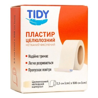 Пластир медичний Tidy на нетканій основі 2,5 см х 500 см, 1 штука
